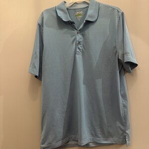 IZOD Performance Golf Men's Blue Striped Polo Shirt. Men’s Large Slim Fit.